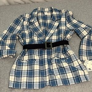Vintage Plaid Summer Blazer Medium Petite Academia Preppy Clueless Y2K Office